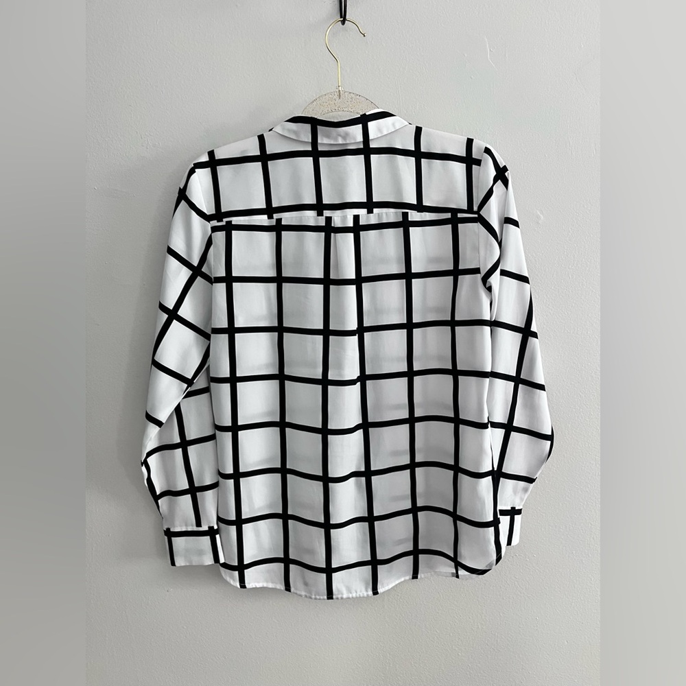 ANN TAYLOR Windowpane Button Down Blouse - image 2